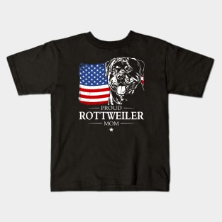 Proud Rottweiler Mom American Flag patriotic Rottie dog Kids T-Shirt